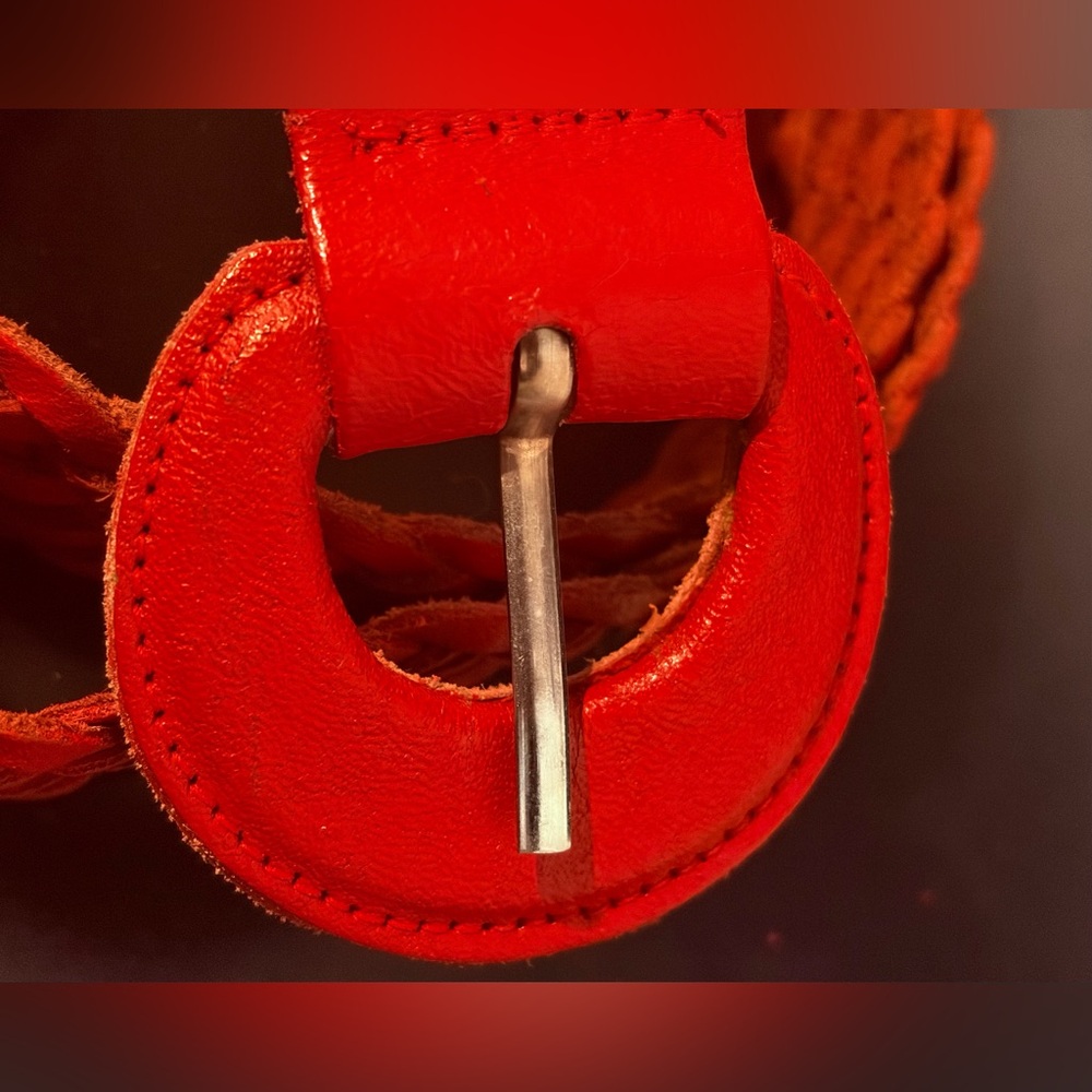 Vintage Capezio Red Braided Leather Belt;Size:M/L - Picture 6 of 9